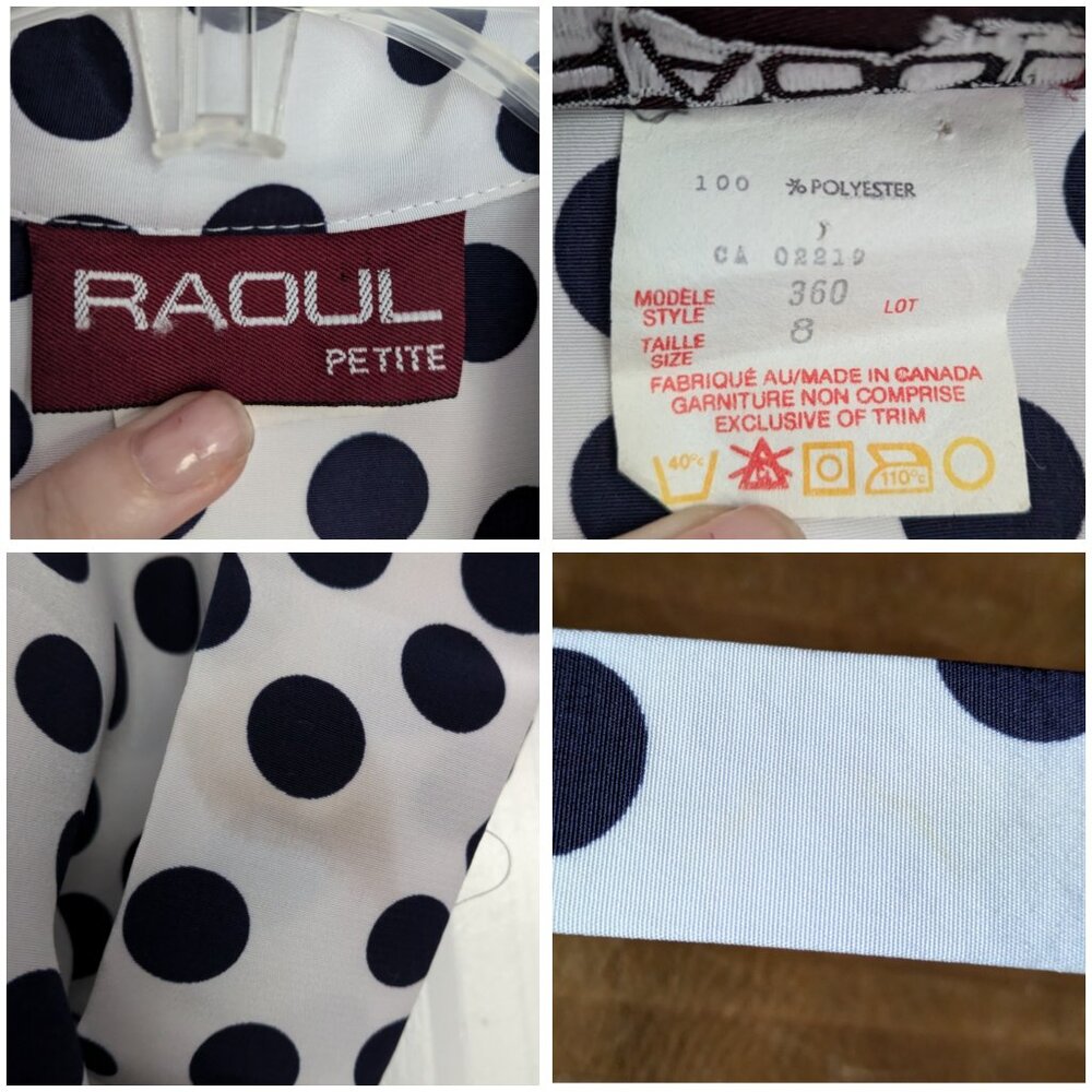Dress Polka Dot. black and white, belted, Raoul Petite - Picture 9 of 9